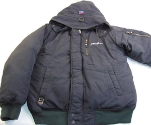 Giacca vintage Phat Farm uomo XL piumino d'anatra nero puffer coat Y2K cappuccio - Foto 1 di 16