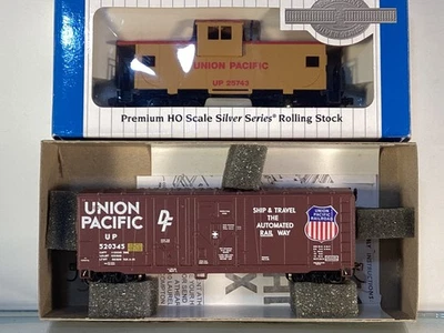UP Lot /2 HO 36' Wide Vison Caboose & 40' Box Car - Image 1 of 2