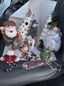 Christmas Decorations Lot Disney Ornaments Santa Angel Snowman Hand Made Trees - Picture 1 of 12