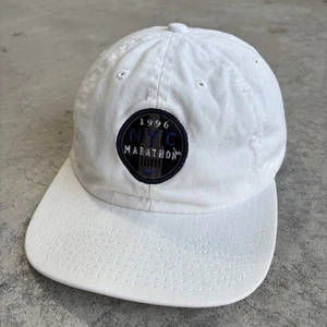Vintage 90s Nike NYC 1996 New York Marathon Baseball Hat White OSFA - Picture 1 of 9