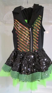 Weissman Mädchen 10/12 Halloween böse neongrün 1-teiliges Kostüm Pailletten Tanz Outfit - Bild 1 von 4