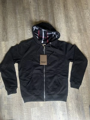 Burberry London Black Zip Up Hoodie Checkered Size Medium Mens - Image 1 of 4