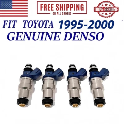 4xFuel Injectors For Toyota Tacoma 95-00 2.4L OEM DENSO 23250-75040 Genuine Part Foto 1 de 4