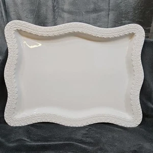 weiße Keramik Servierplatte Ceriart Teller Tablett geprägt Putenfleisch 18x13,5 - Bild 1 von 4