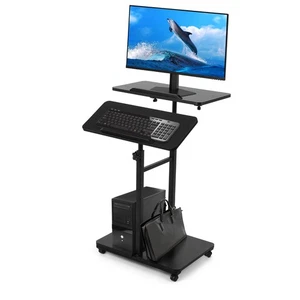 Computer Cart 23.6 Inch - No Assembly Sit-Stand Desk, Height Angle Adjustable - Picture 1 of 7
