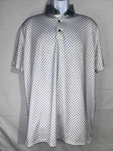 Greyson Polo Shirt Mens Large White All Over Print Polo Stretch Logo Large - Picture 1 of 5