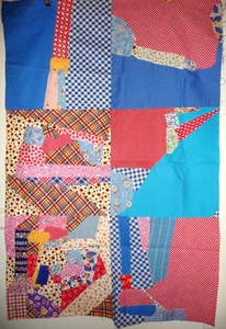 Vintage CRAZY Quilt Top Piece c. 1930-40's 24 x 35 inches - Picture 1 of 5