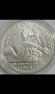 2000 Library of Congress Commemorative US Mint UNC Silver Dollar Coin ONLY - Picture 1 of 2