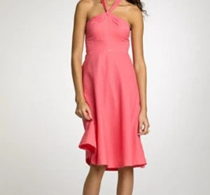 J.Crew geprägte Baumwolle Aubrey Neckholder Kleid koralle Gr. 4 Preppy Urlaub Sommer - Bild 1 von 5