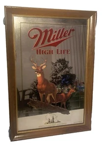 Vintge Miller High Life Wis 2nd Edition Wildlife Series White Tailed Deer Mirror - Picture 1 of 13