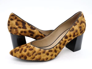 Johnston Murphy Heels Womens 9 Brown Leopard Print Fur Pointed Toe Dress Pumps - Picture 1 of 12