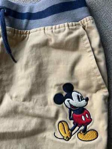 Boys Embroidered Disney Store Mickey Mouse Khaki Jogger Pants - size S (6) - Picture 1 of 4
