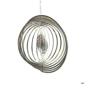 Spirale Ringe mit Kugel Edelstahl Hochglanz poliert Windspiel Rostfrei H=120 mm - Bild 1 von 3