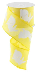 Easter Bunny Wired Edge Ribbon, 2.5" x 10 Yards (Yellow) - RG0164629 - Picture 1 of 1