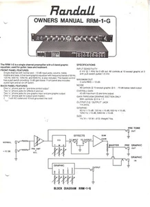 Owner's Manual Randall RRM-1-G Single Channel Preamp 5-Band Graphic Equalizer - Picture 1 of 1