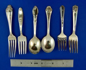 Children's Forks & Spoons, Silverplated - good shape - Lot of six (6) - Picture 1 of 11