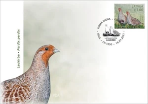 First day cover (FDC) of LATVIA 2021 - Birds - Grey partridge - Picture 1 of 1