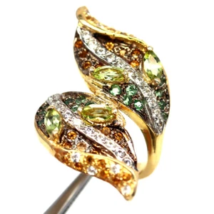 925 Plata Verde Peridoto, Tsavorite Granate, Zafiro, Circonita Vintage Anillo 7 - Imagen 1 de 4