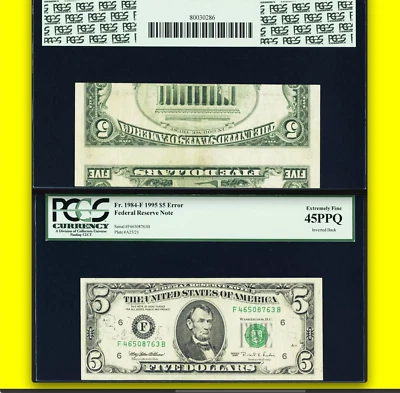 Cinco dólares invertidos 1995 PCGS 45PPQ raro en $5 - grado ultraconservador Foto 1 de 2