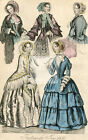 FASHIONS for June 1850 - Vintage Belle Assemblee Costume Print  #I637