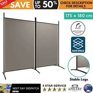 2-Panel Room Divider Screen Privacy Anthracite 175x180 cm Fabric Stand Partition - Picture 1 of 9
