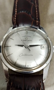 OROLOGIO VINTAGE ULTRA RARO CRONOMETRO AUTOMATICO CENTENARIO ETERNA MATIC BREVETTATO - Foto 1 di 22