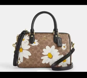 RARE! COACH ROWAN SATCHEL IN SIGNATURE CANVAS WITH FLORAL PRINT NWT! - Picture 1 of 3