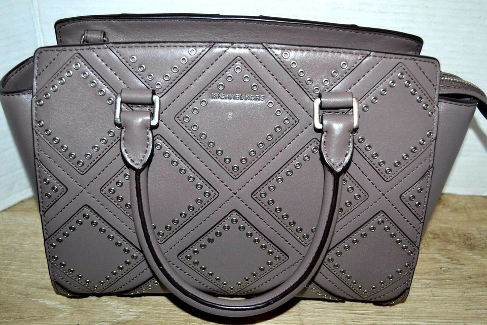 Michael Kors Cinder Leather Diamond Grommet Selma Med Satchel No Strap