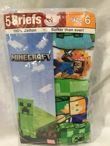 Minecraft Boys Briefs Underwear 100% Cotton 5 Pack Size 6 NEW (c) - Picture 1 of 4