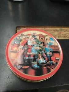 7 piece Santa Coaster Set Tin Container Santa with Children 3.75 in  - Picture 1 of 6