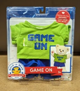 Build A Bear Game On Green Blue Top Denim Jean Shorts Pants Teddy Clothes New - Picture 1 of 2