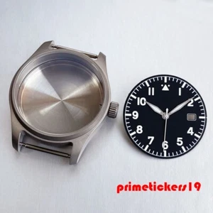 39mm Pilot Titanium Dive Watch Case+Dial Hands Set Mod Parts Fit NH35 NH36 NH38 - Picture 1 of 24
