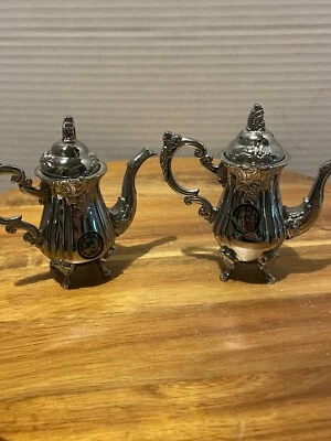 (626) Набор Godinger из 2 серебряных тяжелых ножек чайник солонки и перечницы - Изображение 1 из 4