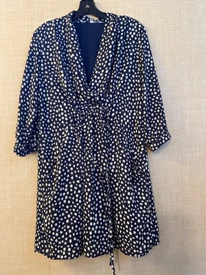 Vestido Collective Concepts manga 3/4 línea A talla S azul con estampado de puntos blancos Foto 1 de 4