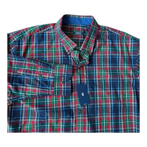 New Izod Shirt Men's Size 2XL Red Green Plaid Long Sleeve Button UP Collared NWT - Picture 1 of 7