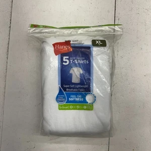 Hanes Tagless 5 Pack Solid White Short Sleeve T Shirts Boys Size XL NEW - Picture 1 of 5