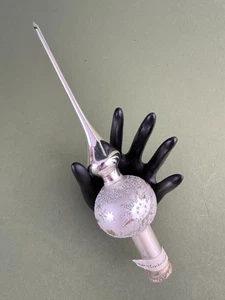 Tschechische handgefertigte Glitzer Sonnenschliff Silber Quecksilber Glas Weihnachtsbaumspitze 10,5 Zoll - Bild 1 von 11