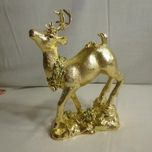 Goldfarbenes Rentier mit Stechpalme um Hals und zu Füßen - EUC - Bild 1 von 7