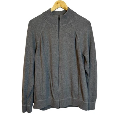 Lands End Unisex Gray Cotton Modal Full Zip Sweater Jacket Large - Image 1 of 4