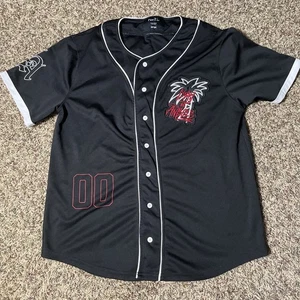 Rue21 Los Angeles City Of Angels Black Red Baseball Jersey Size L Urban Gothic - Picture 1 of 9