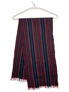 Paco Rabanne Lambswool Scarf Burgundy Navy 50x12” - Picture 1 of 3