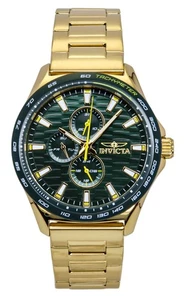 Orologio al quarzo Invicta Racing in acciaio inox color oro con quadrante verde 48870 - Foto 1 di 4