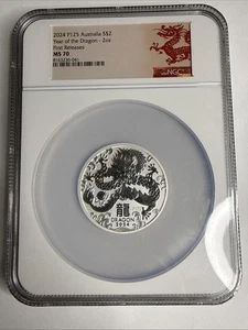 2024 P125 Australia Year of the Dragon 2 oz MS70 First Releases * A25 - Picture 1 of 4