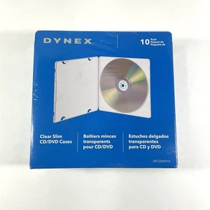 Dynex 10-Pack CLEAR Slim CD DVD Cases SEALED - Afbeelding 1 van 7