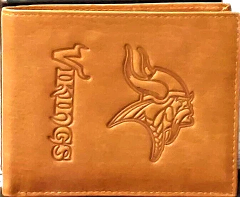Minnesota Vikings Genuine Leather Embossed Bi-Fold Wallet New Rico Industries Cover