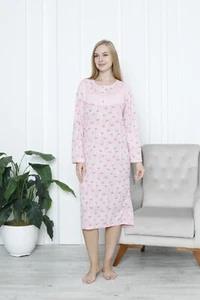 Trifolium Short/Long Sleeve 100% Turkish Cotton Nightdress Floral Trim Nightie - Picture 1 of 7