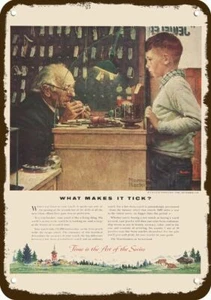 1954 NORMAN ROCKWELL Swiss Watch Art Vintage-Look DECORATIVE REPLICA METAL SIGN - Bild 1 von 1