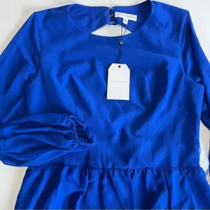 Dress the Population Women's XL Paola Back Cutout Mini Dress Blue Tiered - Picture 1 of 12