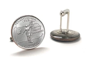 Eslabones de puño para hombre Pennsylvania State Quarter gemelos sin circular QTR 1999 - Imagen 1 de 6