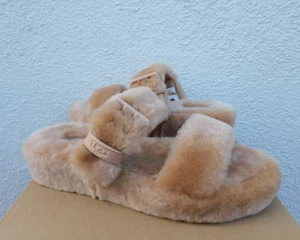 UGG BRONZE FUZZ YEAH SLIDE SHEEPSKIN SLIPPER SANDALS, WOMEN US 10/ EUR 41 ~NIB - Picture 1 of 4